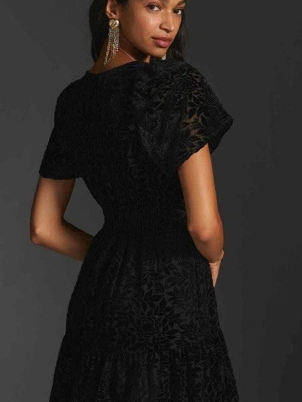 Anthropologie Somerset Mini Dress - Black Velvet Floral - Picture 2 of 7